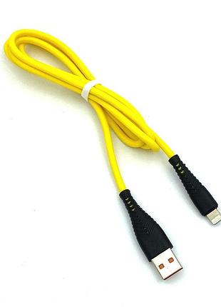 Дата кабель denmen d19l soft silicone charging data cable lightning 1m 2.4a желтый 2