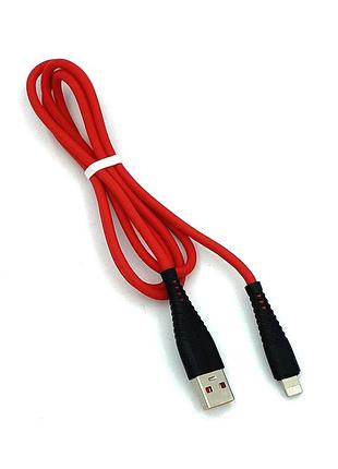 Дата кабель denmen d19l soft silicone charging data cable lightning 1m 2.4a красный 2