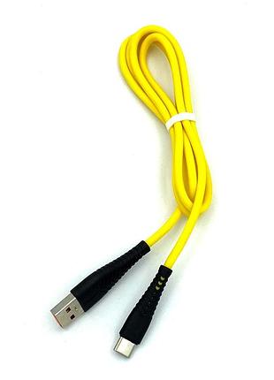 Дата кабель denmen d19t soft silicone charging data cable type c 1m 2.4a желтый 2