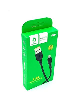 Дата кабель denmen d08l lightning 3.6a черный