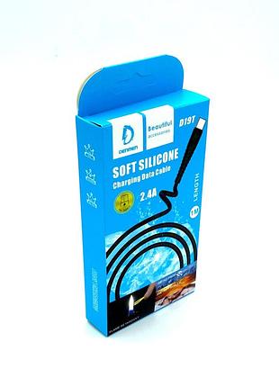 Дата кабель denmen d19t soft silicone charging data cable type c 1m 2.4a черный 3
