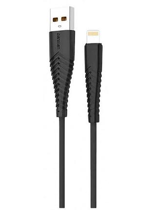 Дата кабель denmen d19l soft silicone charging data cable lightning 1m 2.4a черный