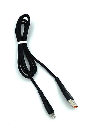 Дата кабель denmen d19l soft silicone charging data cable lightning 1m 2.4a черный 2