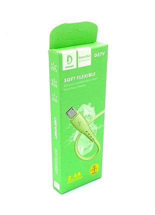 Дата кабель denmen d07v micro usb green 2
