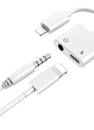 Аудио адаптер remax rl-la07 для iphone 7 / 8 / x / 11 / 12 lightning + 3.5mm white