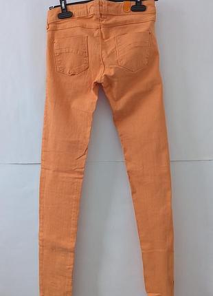 Джинсы для девочки pull &amp; bear zara, 36,хлопок, можжевельни,джинсы,эластан,оранжевые,прямые,низкие,пулендбир,апельсин,лито,демисезон 2