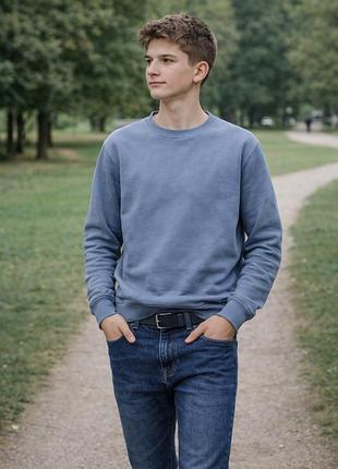 Толстовка чоловіча zara сіро-блакитна м