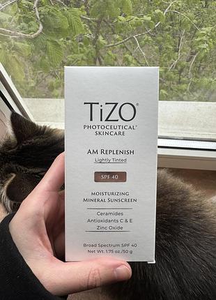 Tizo денний поживний крем з легким відтінком am replenish lightly tinted spf 40, 50 ml