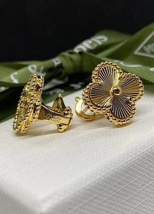 Золотистые женские серьги гвоздики van cleef & arpels вечерние ювелирные сережки ван клиф и арпельс брендовые серьги для ушей