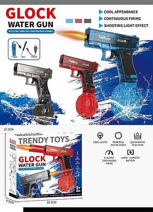 Іграшкова водна гармата 955-17 a-1 (72) з підсвіткою, акумулятором 3.7v, usb-заряджанням та знімним резервуаром, 3 режими стрільби
