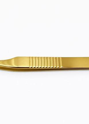 Пинцет для ресниц sc сапожок l для объемного наращивания gold с ребрами
