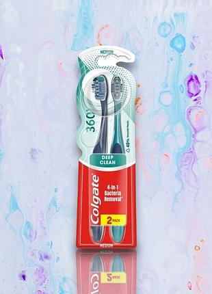 Зубна щітка colgate 360 суперчистота усієї порожнини рота блакитна з зеленим 2 шт.