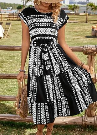 🥰міді сукня в геометричний принт без пояса shein 2xl