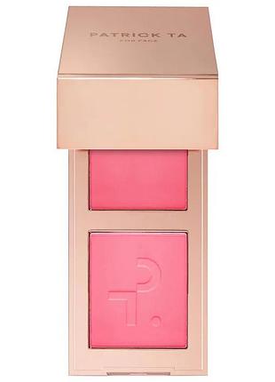 Мини румяна patrick ta double-take creme &amp; powder blush duo в оттенке she's that girl - нежно-розовый, creme 1.6 powder 2.8 гр.