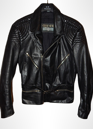 Кожаная байкерская мотокуртка classic gear motorcycle division, черная. size xl/50