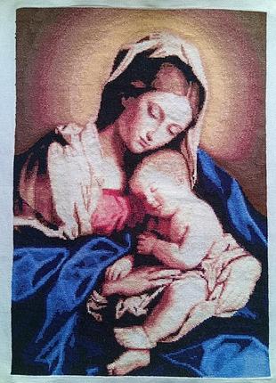 Картина вишита хрестиком "мадонна з немовлям" (madonnina), ручна робота