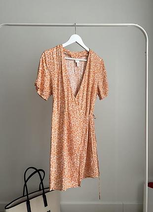 Оранжева міні сукня в квіти h&m