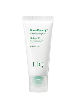 Мініатюра пінки для умивання для проблемної шкіри uiq biome remedy™ acne cleansing foam 50 ml