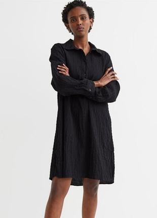 Черное муслиновое платье-рубашка h&amp;m