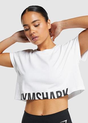 Топ білий вкорочений топ gymshark біла футболка
