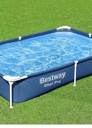 Каркасний дитячий басейн bestway steel pro прямокутний 221 х 150 х 43 см