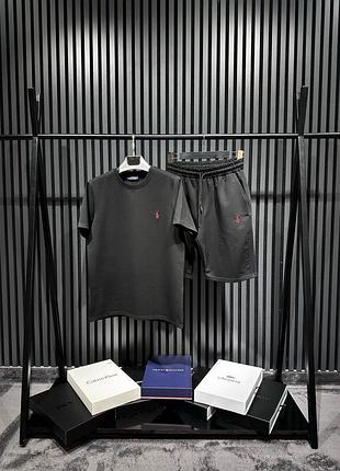 Чоловічий літній комплект polo ralph lauren black шорти футболка