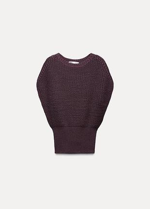 Zara вязаный жилет баклажан