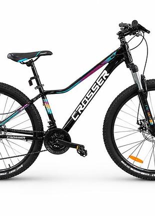Велосипед горный женский 26" crosser girl xc-100 рама 13", 21 скорость shimano, дисковые тормоза, алюминий
