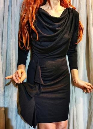 Сукня з вовною трикотажне віскоза in wear міді рюшу драпірування хомут2 фото