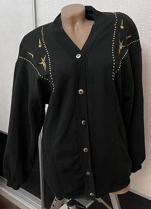 Винтажный черный кардиган st. denis (london-paris) с золотистым декором