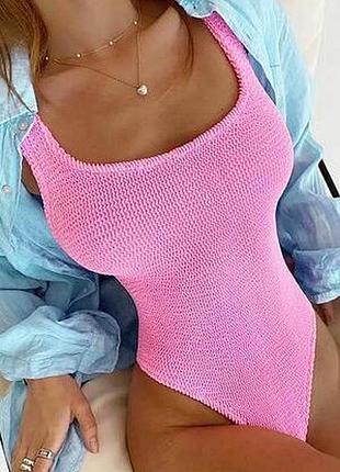 Суцільний однотонний купальник жатка primark🌴🌹🌴