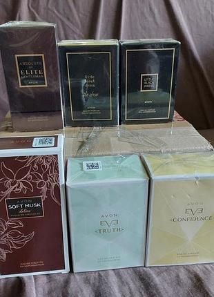 Парфюмированные водыavon женские
little black dress, lbd the dress, soft musk, eve truth, eve confidence 
мужская туалетная врда elite gentleman