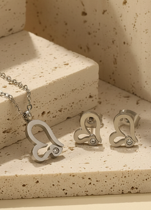 Комплект нержавіюча сталь stainless steel серця камінці