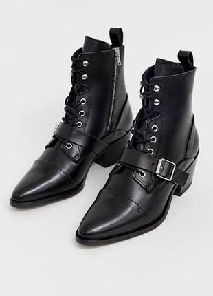 Шкіряні казаки all saints, katy lace up leather boots, ковбойсьуі чоботи allsaints оригінал, 38-39р