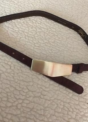 Кожаный коричневый ремень amber moda , италия, 70см