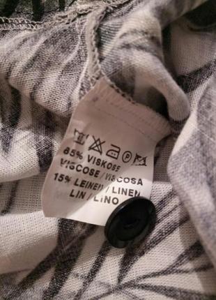Рубашка в принт листья, вискоза+лен, размер 2010 фото