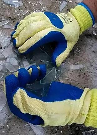 Рукавички посилені міцні прогумовані для будівельних господарських робіт — паковання 12 пар