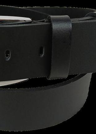 Широкий мужской ремень из толстой кожи skipper черный