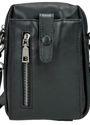 Мужская сумка из натуральной кожи tiding bag черная