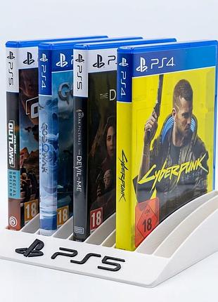 Подставка для игр playstation 5 на 10 дисков белая
