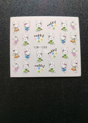 Наклейка на ногти, наклейка для ногтей, ногтевой дизайн "зайки" 20 шт набор
