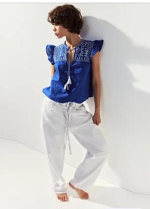 Новий топ вишиванка h&m блуза вишиванка волани рукава крильця бавовна
