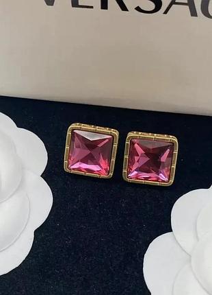 Серьги версаче square ruby люкс качество 2