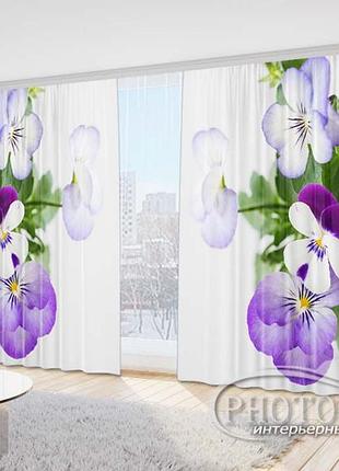 3d фото шторы "анютины глазки" 2,7м*3,5м (2 полотна по 1,75м), тесьма
