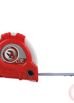 Рулетка с металлическим полотном 5 м x 19 мм "супер магнит" blister intertool mt-0305