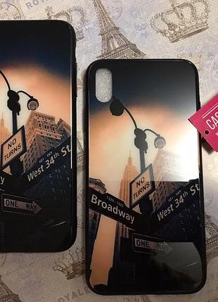 Силиконовый чехол со стеклянной задней панелью для iphone xs max
