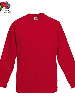 Детский реглан толстовка кофта свитшот fruit of the loom kids classic raglan sweat красный, 7-8 / 128
