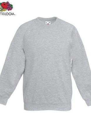 Детский реглан толстовка кофта свитшот fruit of the loom kids classic raglan sweat серо-лиловый, 7-8 / 128