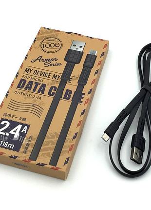 Дата кабель remax rc-116m armor series data cable 2.4 a micro usb чорний