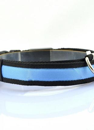 Світлодіодний нашийник з led-підсвіткою, usb заряджання. колір блакитний